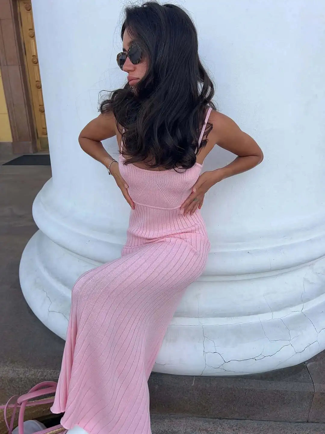 Glorol - Elegant Knitted Sleeveless Bodycon Maxi Dress