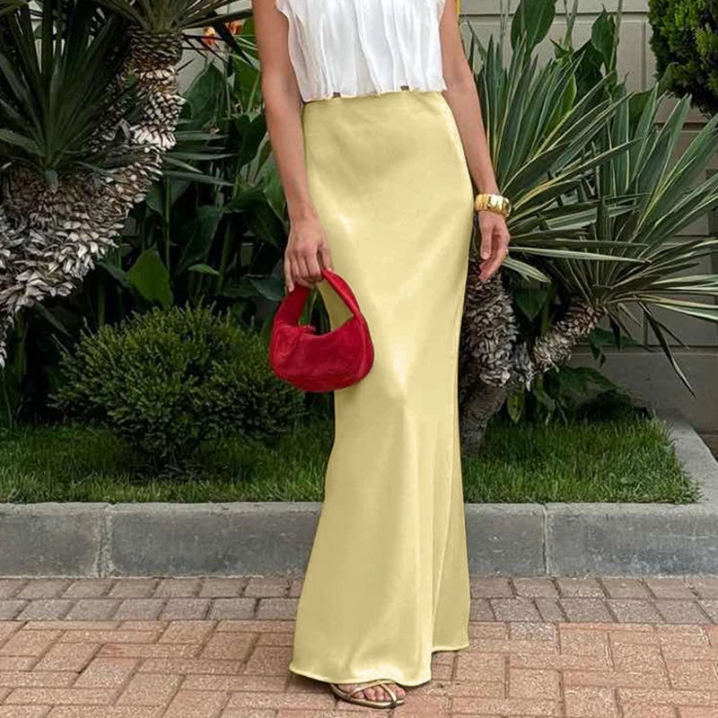 Glorol - High Waist Draped Bodycon Skirt