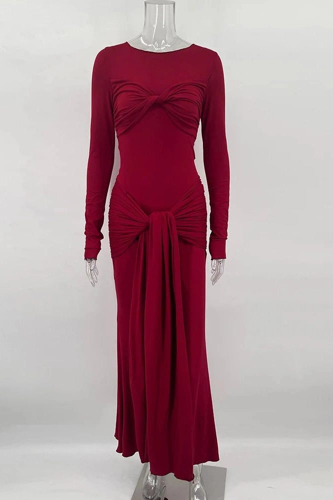 Glorol - Elegant Bodycon Long Sleeve Maxi Dress