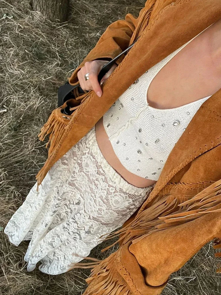 Glorol - Lace High Waist See Through Skirt