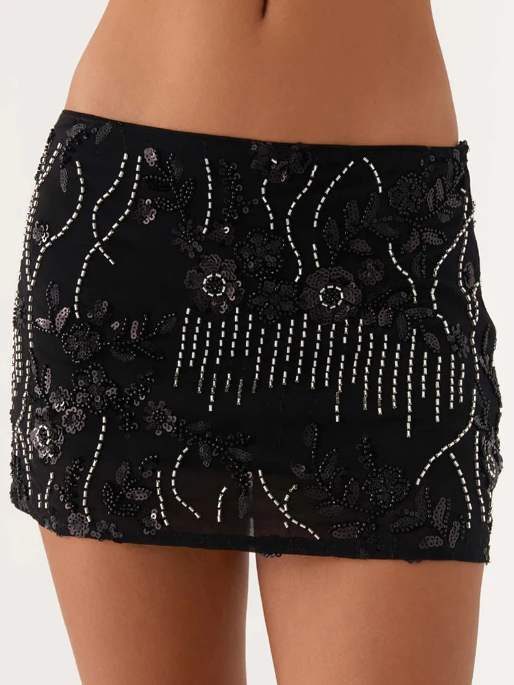 Glorol - Low Waist Sparkle Elegant Skirt