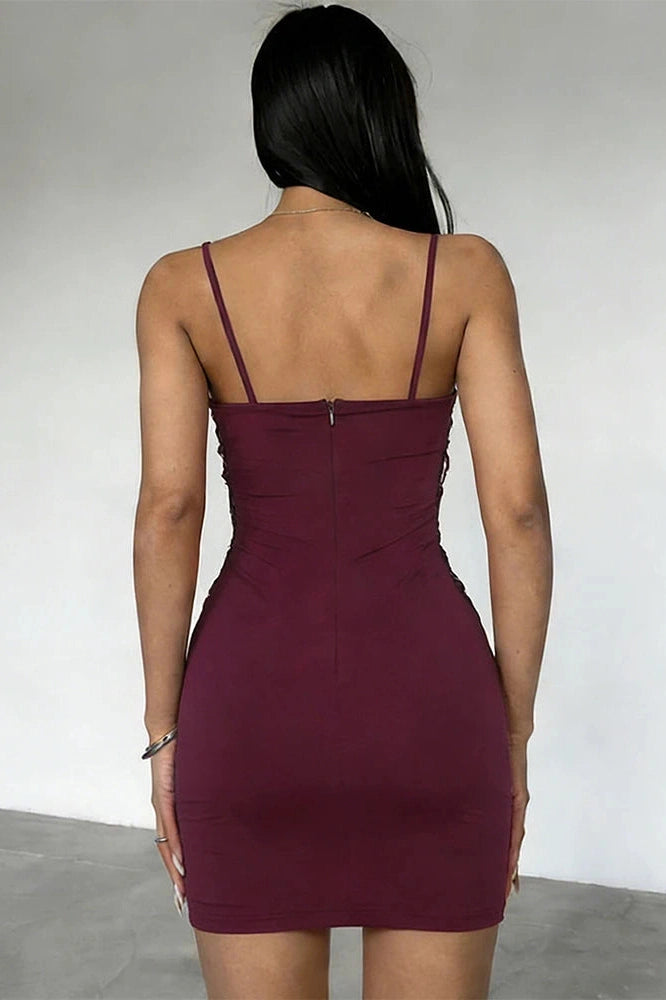 Glorol - Sleeveless High Waist Pleated Backless Mini Dress