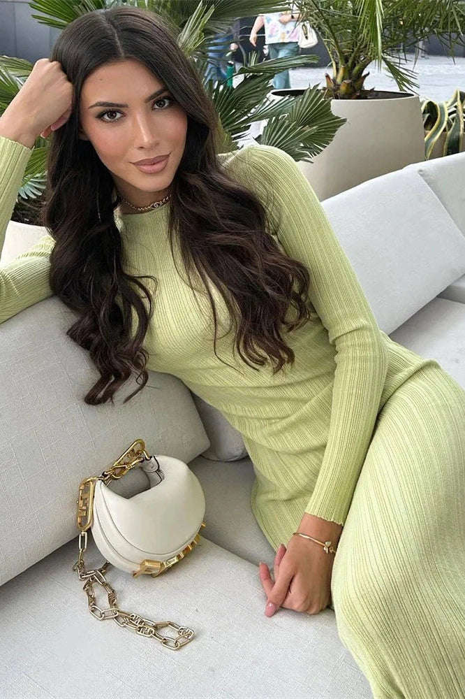Long Sleeve Slim High Waist Maxi Dress