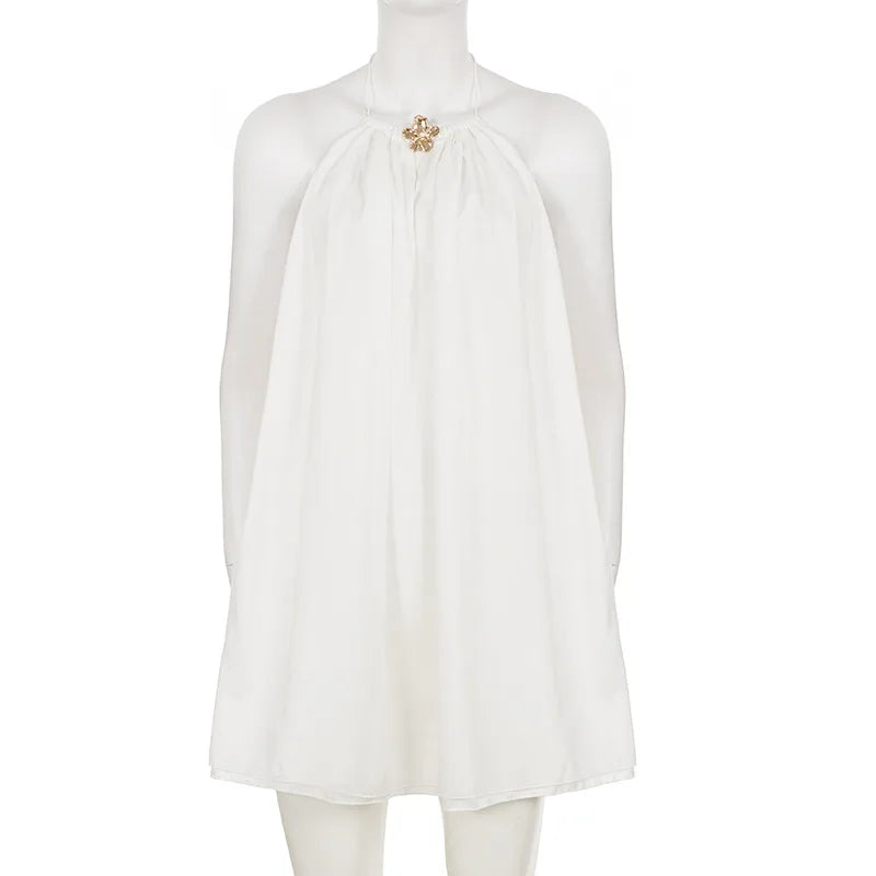 Glorol - Elegant Backless Patchwork Mini Dress