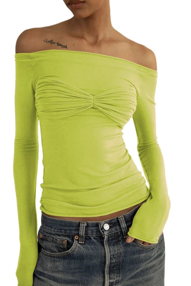 Glorol - Short Sleeve Off-Shoulder See-Through Top