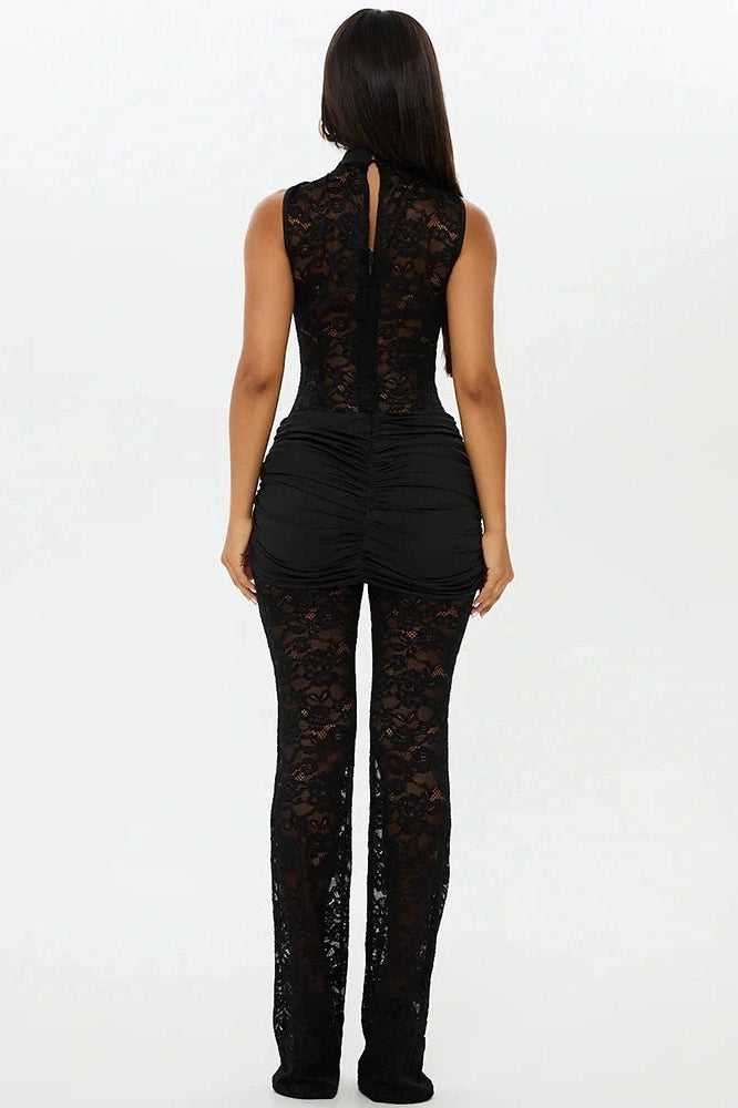 Glorol - Lace See Through Hollow Out Sleeveless Jumpsuit