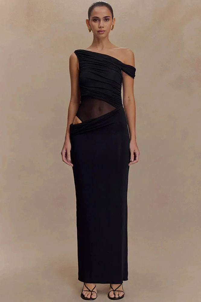 Glorol - One Shoulder Backless Sleeveless Split Maxi Dress