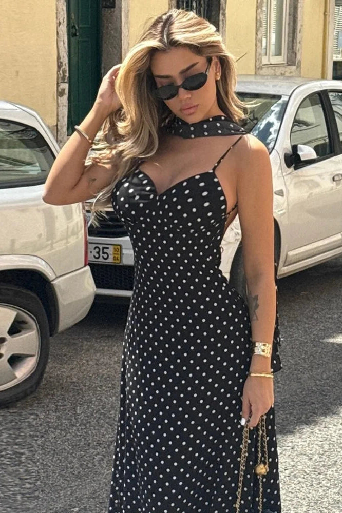 Glorol - Spaghetti Strap Sleeveless Backless A-Line Maxi Dress