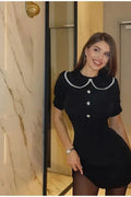 Glorol - Elegant Slim Lace Short Sleeve Mini Dress