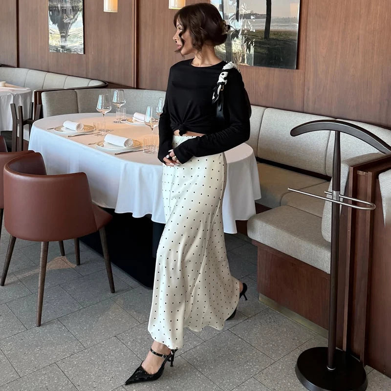 Glorol - High Waist Polka Dot Skirt
