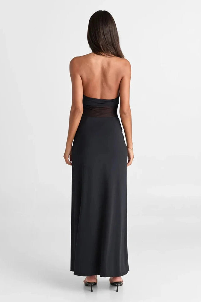 Glorol - Backless Patchwork Sleeveless High Waist Slim Maxi Dress