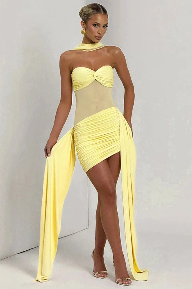 Glorol - Off-Shoulder Strapless Sleeveless Backless Mini Dress
