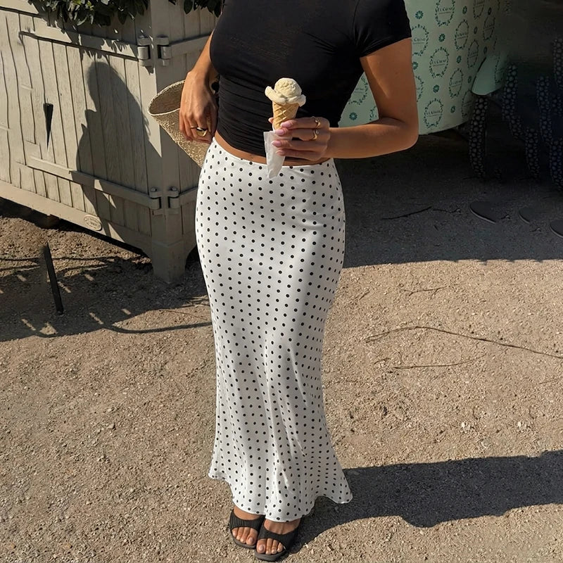 Glorol - High Waist Polka Dot Skirt