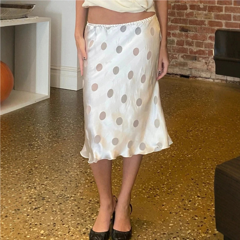 Glorol - High-Waisted Polka-Dot Loose Skirt