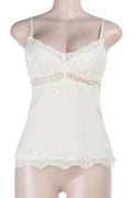 Glorol - Lace Hollow Out Patchwork Backless V-Neck Top