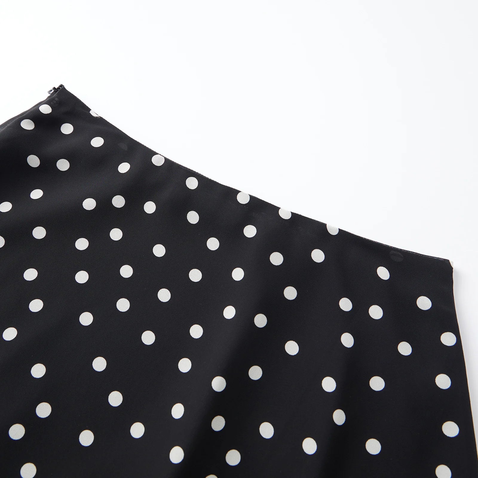 Glorol - Polka Dot Chiffon Flared Hem Low Waist A-line Skirt