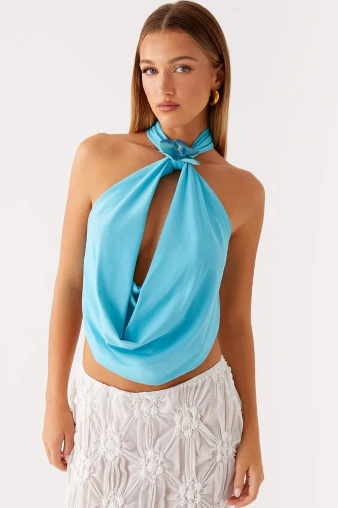Glorol - Hollow Out Off-Shoulder Sleeveless Backless Top