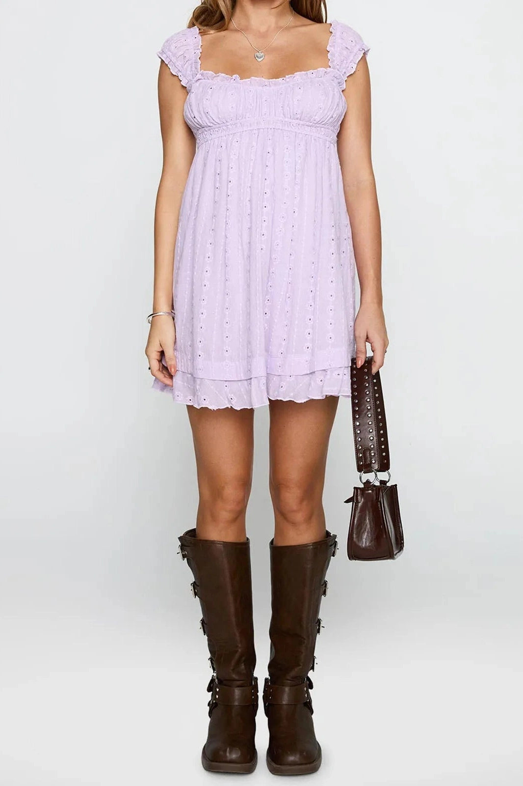 Glorol - Sleeveless Floral Embroidery Loose A-Line Mini Dress