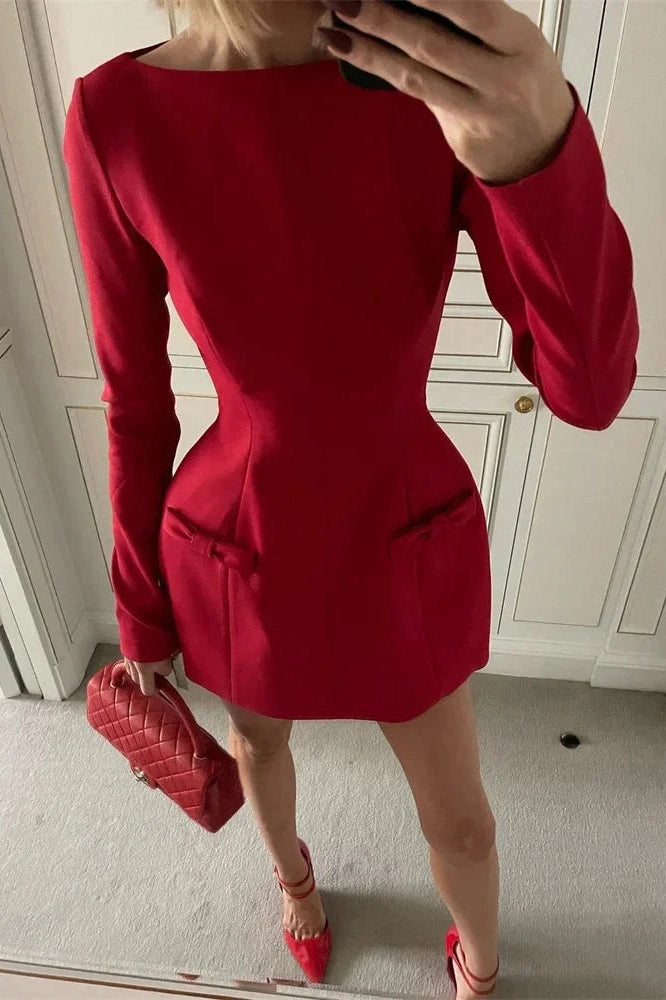 Glorol - Elegant Slim Patchwork High Waist Mini Dress