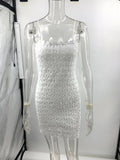 Glorol - Lace Hollow Sleeveless Slim High Waist Mini Dress