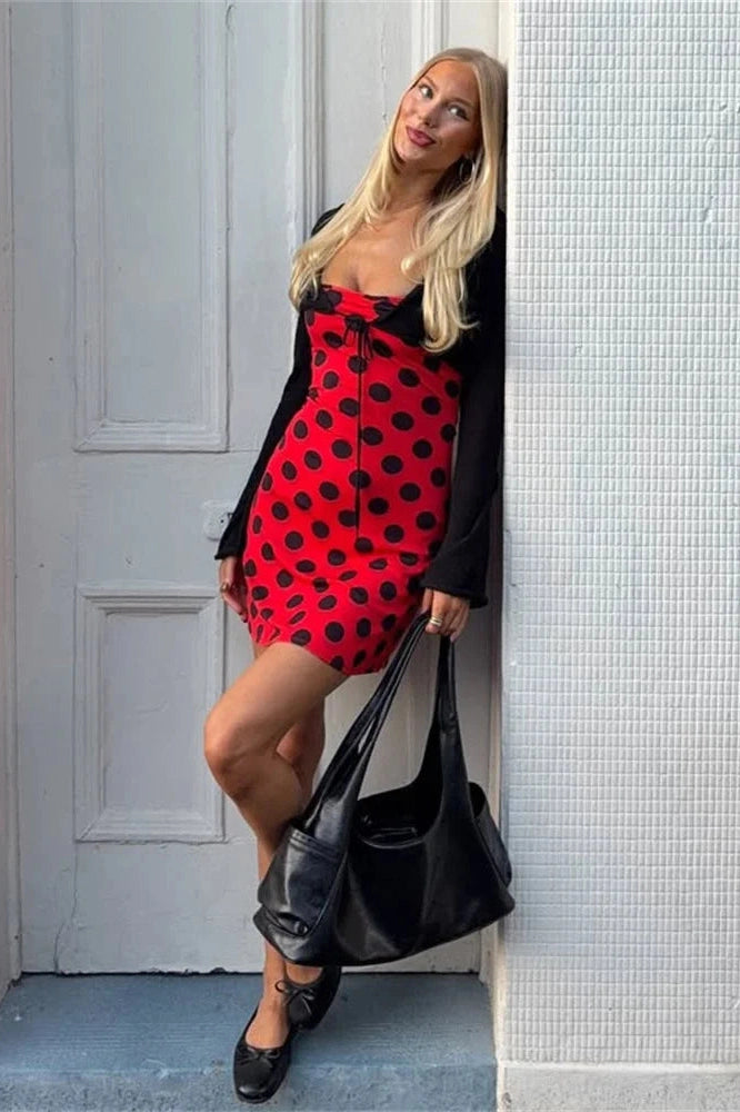 Glorol - Patchwork Backless Sleeveless Mini Dress