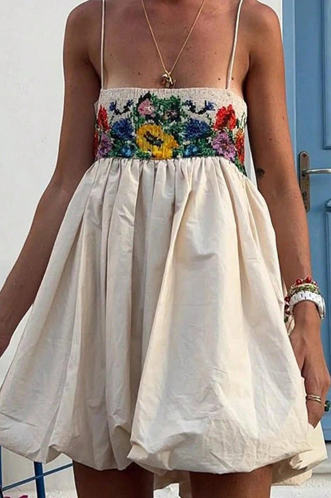 Glorol - Off Shoulder High Waist Sleeveless Slim Printed Mini Dress