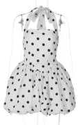 Glorol - Printed Off-Shoulder Sleeveless Backless High Waist A-Line Mini Dress