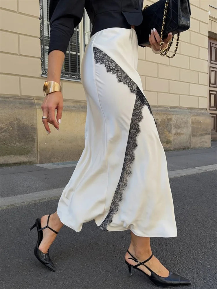 Glorol - High Waist Lace Patchwork Skirt