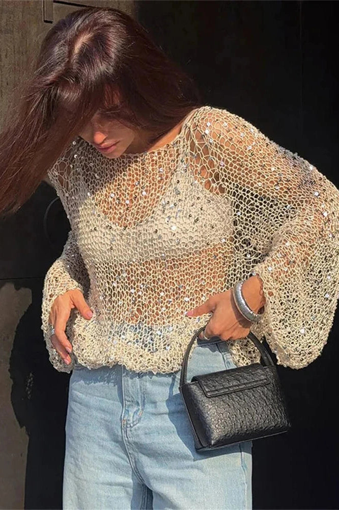 Glorol - Hollow Out Patchwork Top