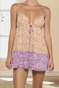 Glorol - Sleeveless Printed V-Neck Backless Mini Dress