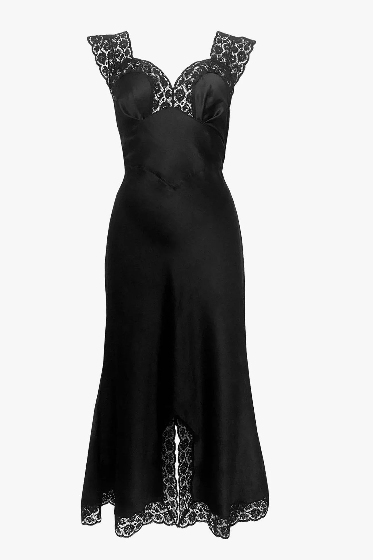 Glorol - Elegant Lace Slit Loose Pleated Backless Sleeveless Midi Dress
