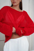 Glorol - Round Neck Loose Long Sleeve Top