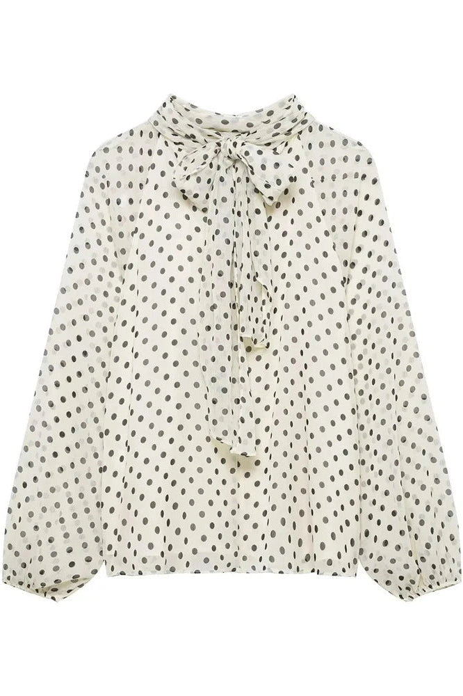 Glorol - Patchwork Loose Long Sleeve Lace-Up Top