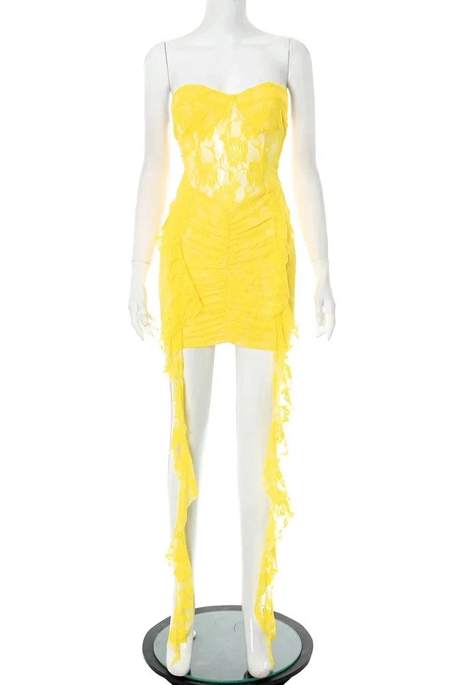 Glorol - Lace Off-Shoulder Backless Sleeveless Mini Dress