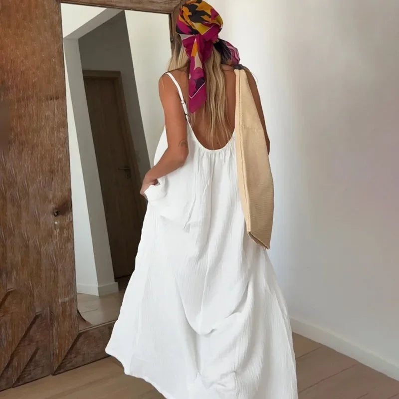 Glorol - Elegant Patchwork Sleeveless Backless Maxi Dress