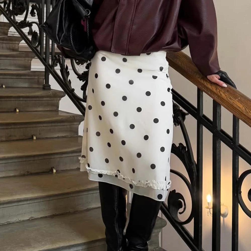 Glorol - Polka Dot See Through Printed Skirt