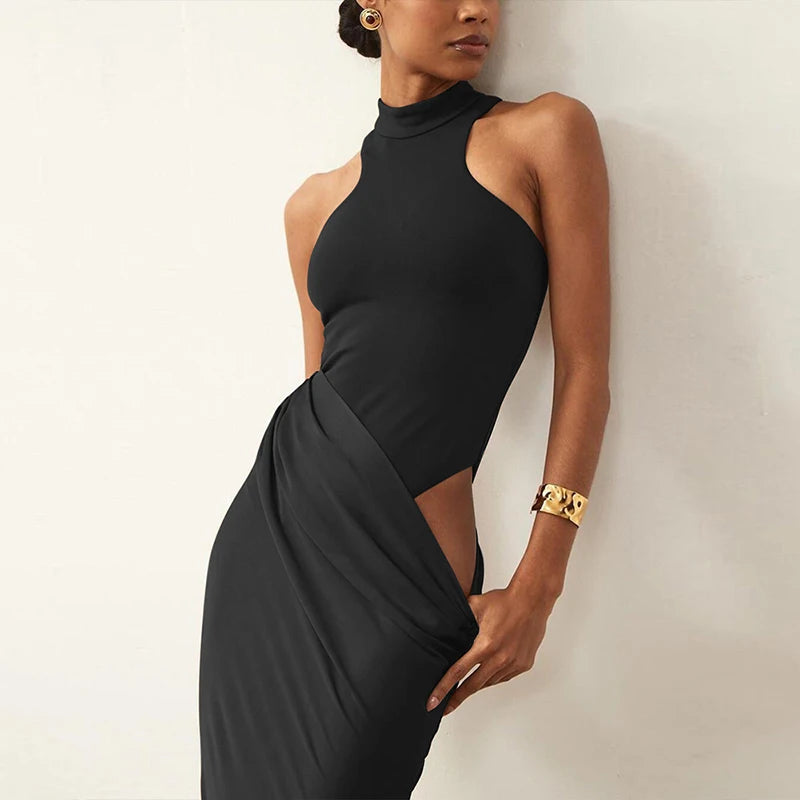 Glorol - Hollow Sleeveless High Waist Maxi Dress