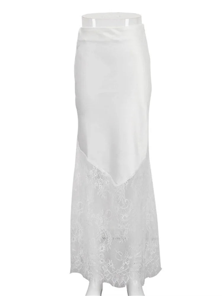 Glorol - High Waist Lace Patchwork Skirt