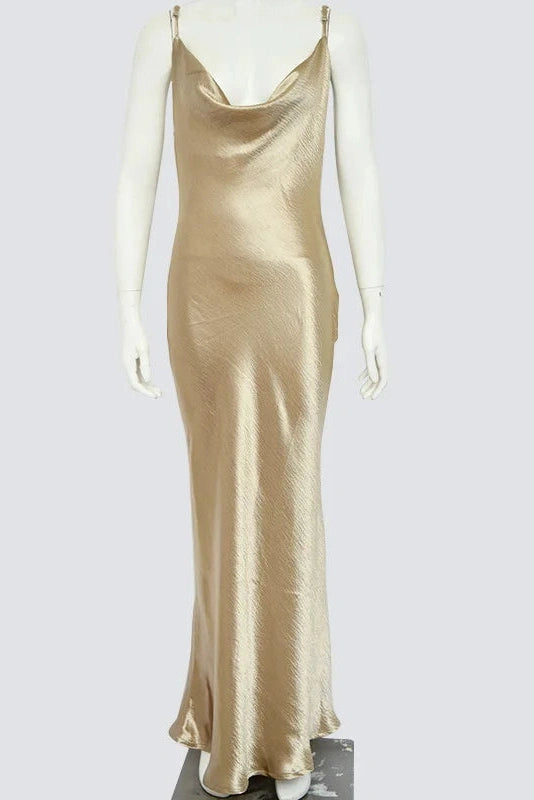 Glorol - Elegant Spaghetti Strap Sleeveless Backless Maxi Dress