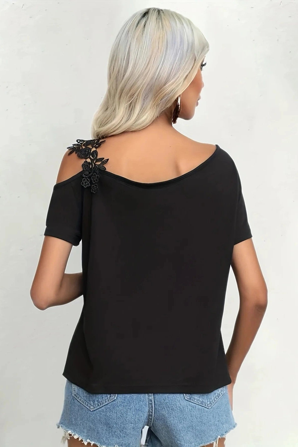 Glorol - Short-Sleeved Embroidered Shoulder Straps Top