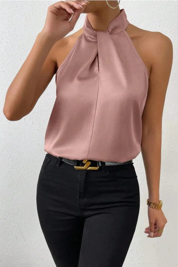 Glorol - Elegant Turtleneck Sleeveless Top