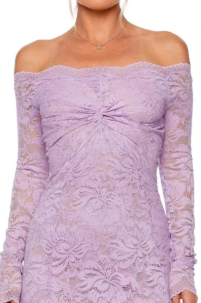 Lace Embroidery High Waist Off-Shoulder Slim Maxi Dress