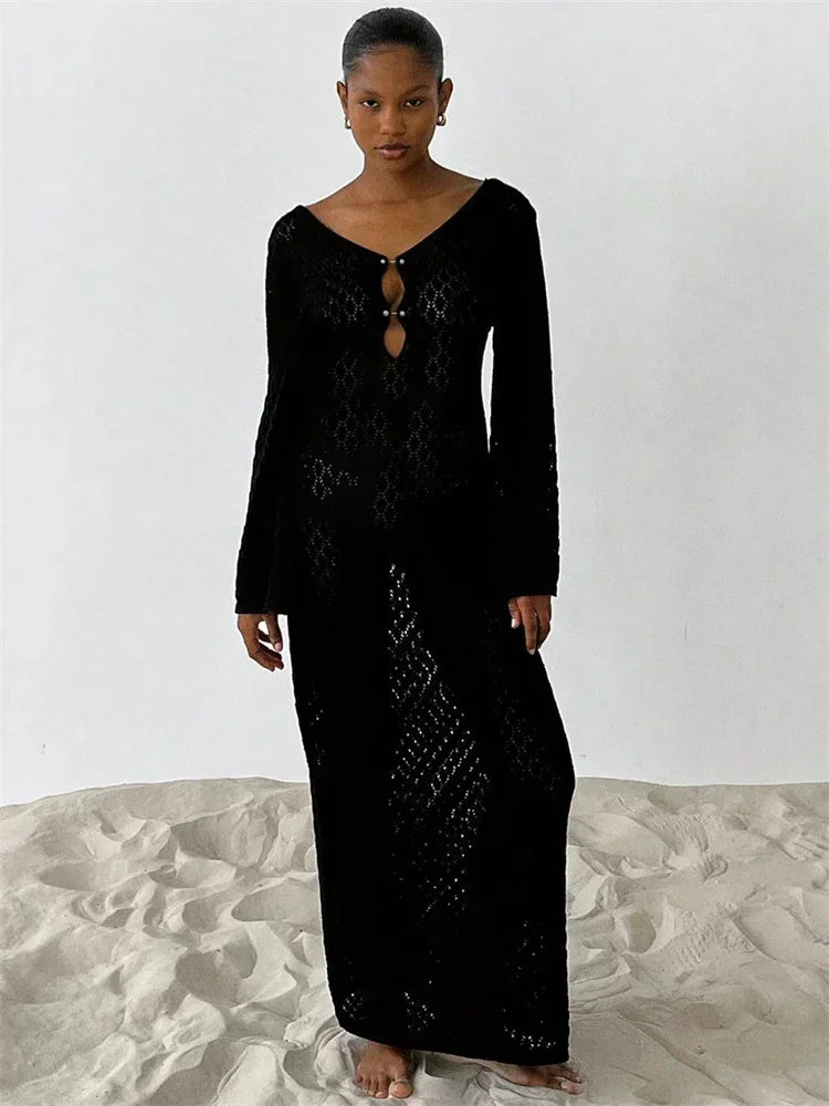 Glorol - See-Through Knitted Maxi Dress