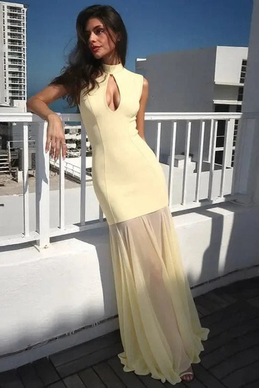 Glorol - Elegant Sleeveless Patchwork Maxi Dress