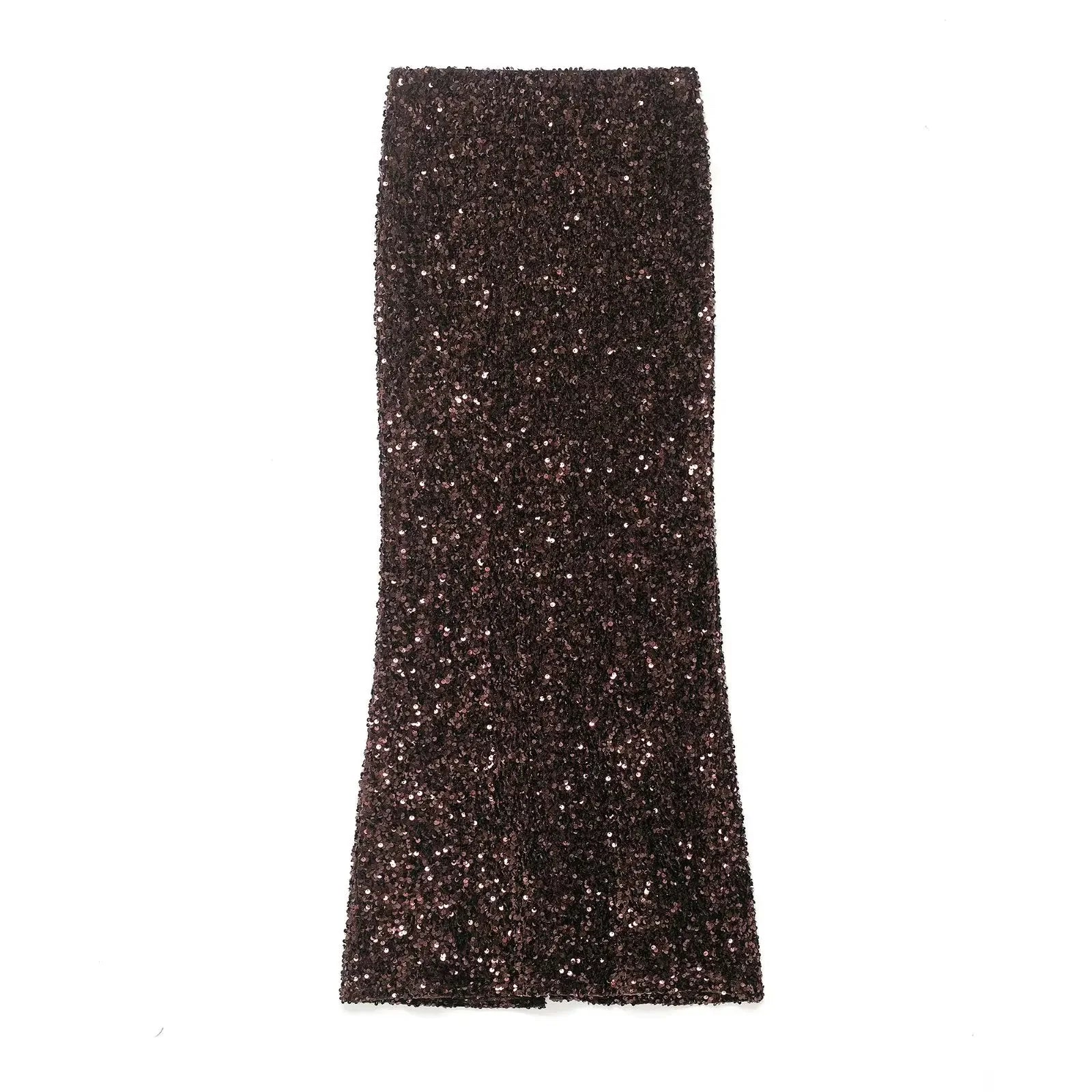 Glorol - Sequined Slit Shining Banquet Skirt