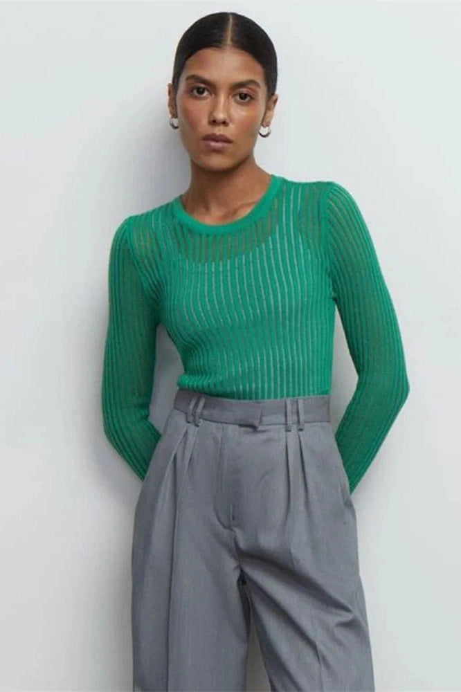 Glorol - See-Through Slim Long Sleeve Top
