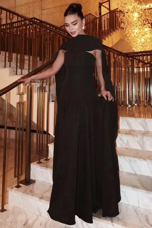 Glorol - Elegant Strapless Lace Up Slim High Waist Maxi Dress