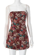 Glorol - Off-shoulder Strapless Backless Print Bodycon Mini Dress