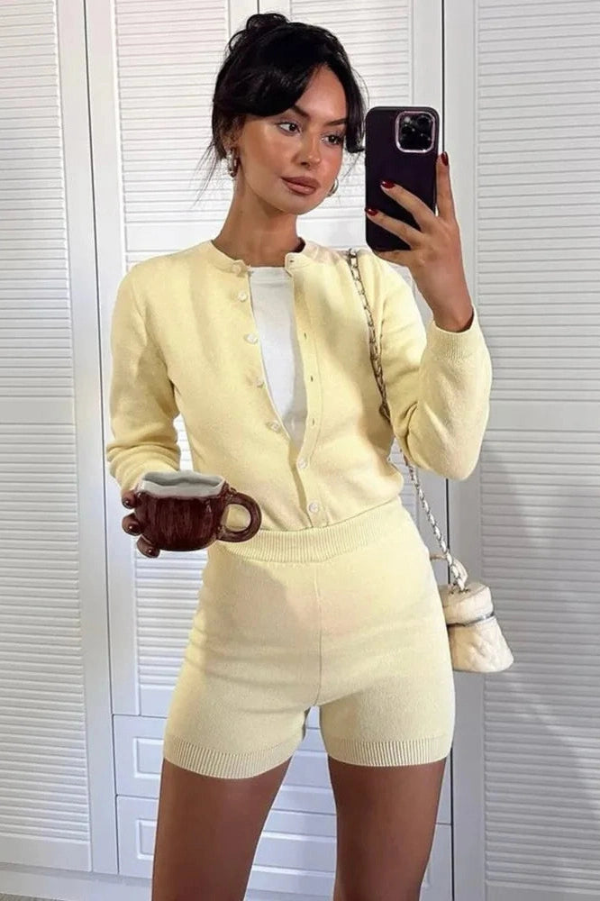 Glorol - Long Sleeve Single-Breasted High Waist Jumpsuit