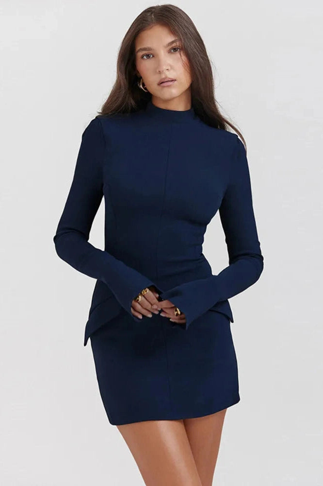 Glorol - Elegant Long Sleeve Bodycon Mini Dress